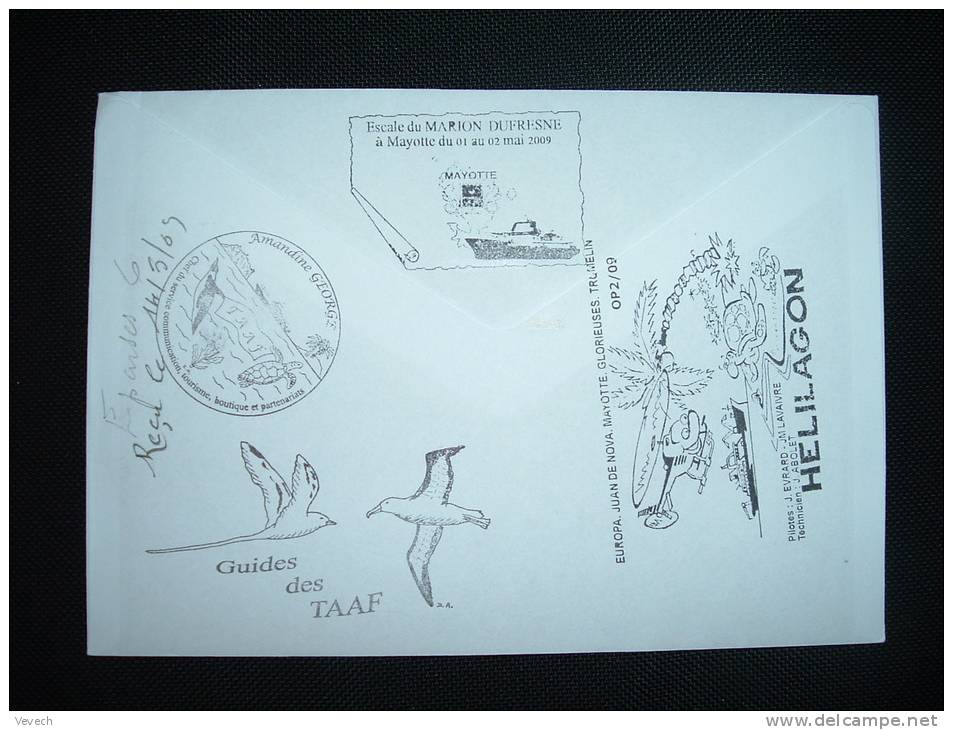LETTRE TP ILE SAINT PAUL 0,54 E + 0,01 E OBL. 6-4-2009 MARTIN DE VIVIES ST PAUL AMS + COURRIER POSTE A BORD - Storia Postale