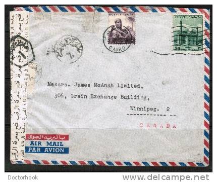 EGYPT    COMMERCIAL AIRMAIL CENSOR COVER TO Winnipeg,Canada (11 Feb 1956) OS-32 - Covers & Documents