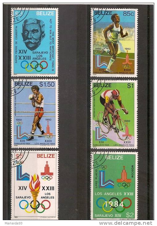 BELIZE - SERIE DE 6 TIMBRES OBLITERES - SPORT - JEUX OLYMPIQUES - BOXE - CYCLISME - Belize (1973-...)