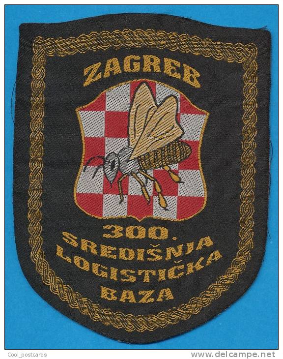 CROATIA, CROATIAN ARMY SLEEVE PATCH, LOGISTICS, HORNET, ZAGREB 300. SREDISNJA LOGISTICKA BAZA - Stoffabzeichen