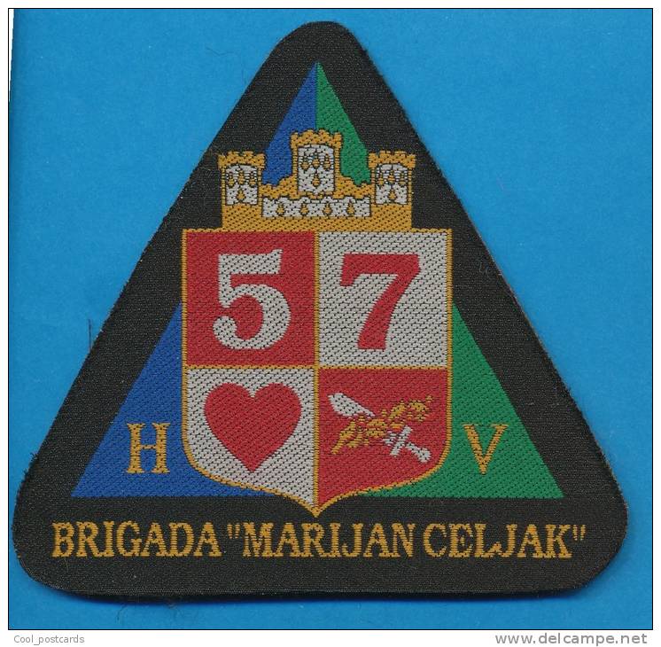 CROATIA, CROATIAN ARMY SLEEVE PATCH, COAT OF ARMS, 57. BRIGADA MARIJAN CELJAK - Patches