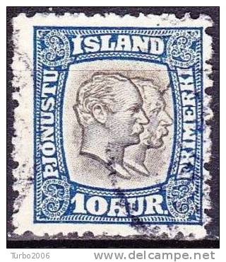 Dienstmarken 1907 Könige Christian IX Und Frederik VIII 10 Aur Blau / Grau Mi. D 27 - Dienstmarken