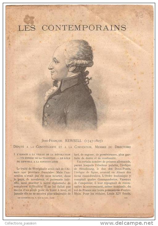 VP, Document Historique, Les Contemporains, Jean-François Rewbell, 1747-1807, Député à La Constituante - Documents Historiques