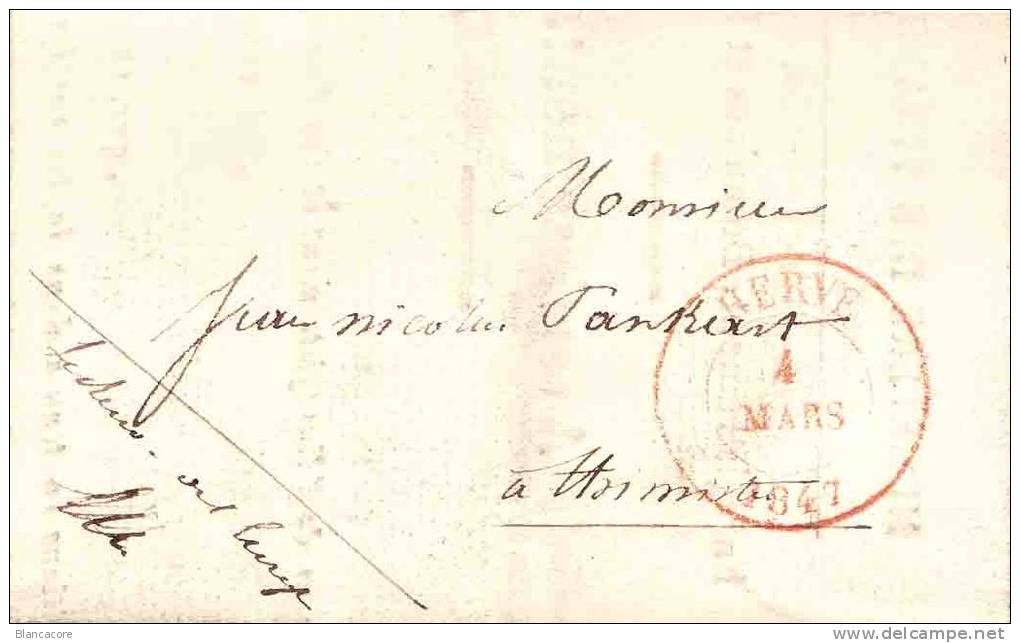 1847 : Précurseur - LAC HERVE Vers THIMISTER - 1830-1849 (Independent Belgium)