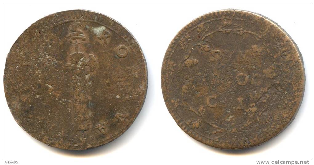 2 Baiocchi De Bronze De La République Romaine 1798-1799 - Napoleonische