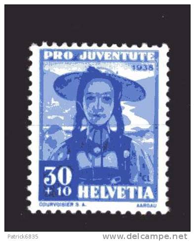 Svizzera ** X-- 1938 - Pro Juventute. Costumi Cantonali.30+10  Spezzature - Unused Stamps