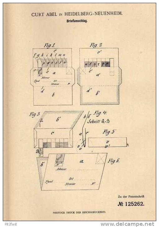 Original Patentschrift - Curt  Abel In Heidelberg - Neuenheim , 1901 , Briefumschlag !!! - Altri & Non Classificati
