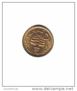 LEBANON    5  PIASTRES  1961  (KM # 21) - Libanon