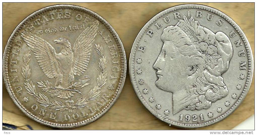 UNITED STATES USA $1 MORGAN EAGLE BIRD FRONT WOMAN HEAD BACK 1921 S AG SILVER KM110 READ DESCRIPTION CAREFULLY !!! - 1878-1921: Morgan