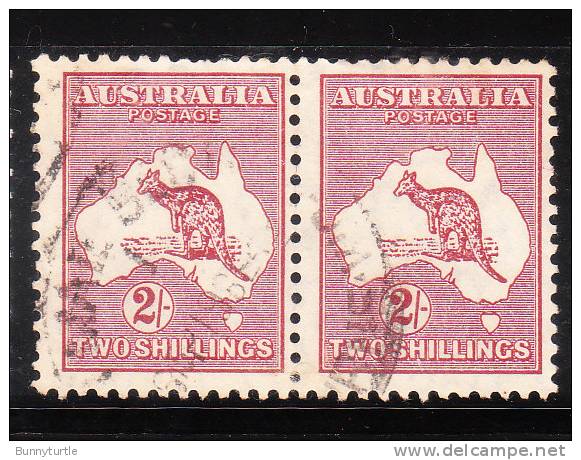 Australia 1913-23 Kangaroo-Map Blk Of 2 Used - Gebraucht