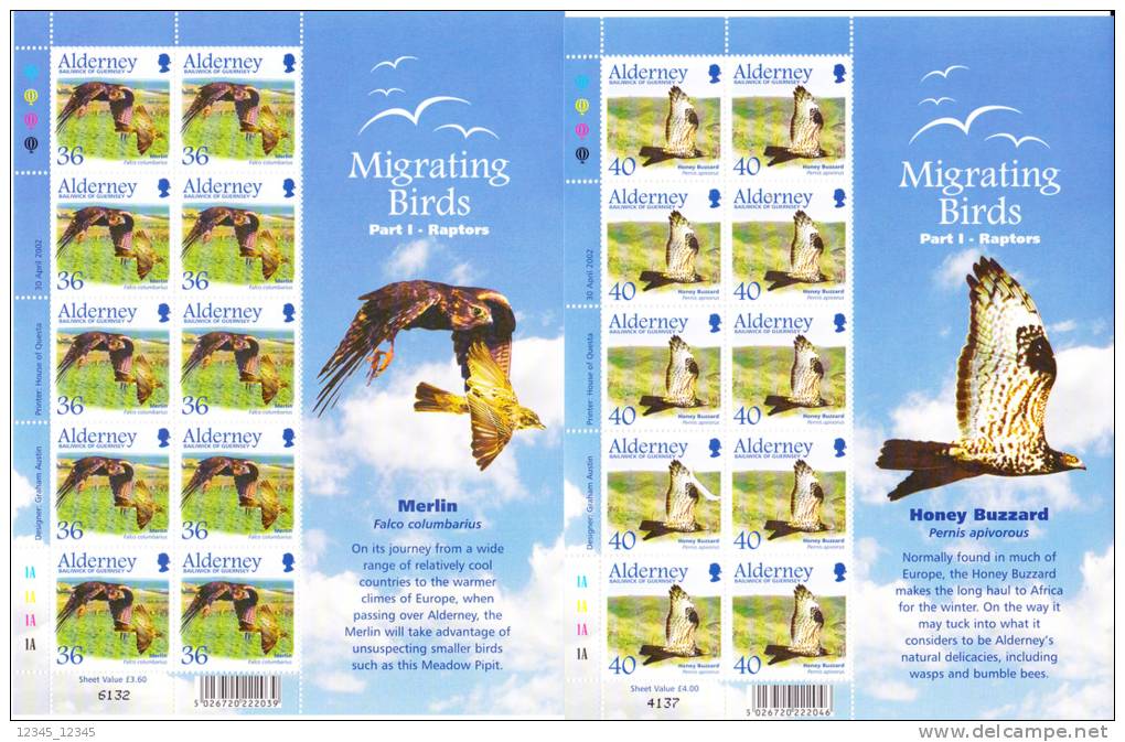 Alderney Postfris MNH Sheet Of 10 Migrating Birds - Alderney