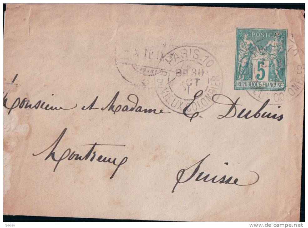 Entier Postal France Enveloppe, Paris-Montreux CH (11191) - Enveloppes Types Et TSC (avant 1995)
