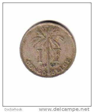 BELGIAN CONGO   1  FRANC  1923  (KM # 20) - 1910-1934: Albert I