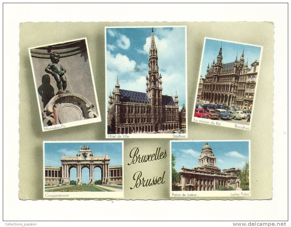 Cp, Belgique, Bruxelles, Multi-Vues, Voyagée - Panoramic Views