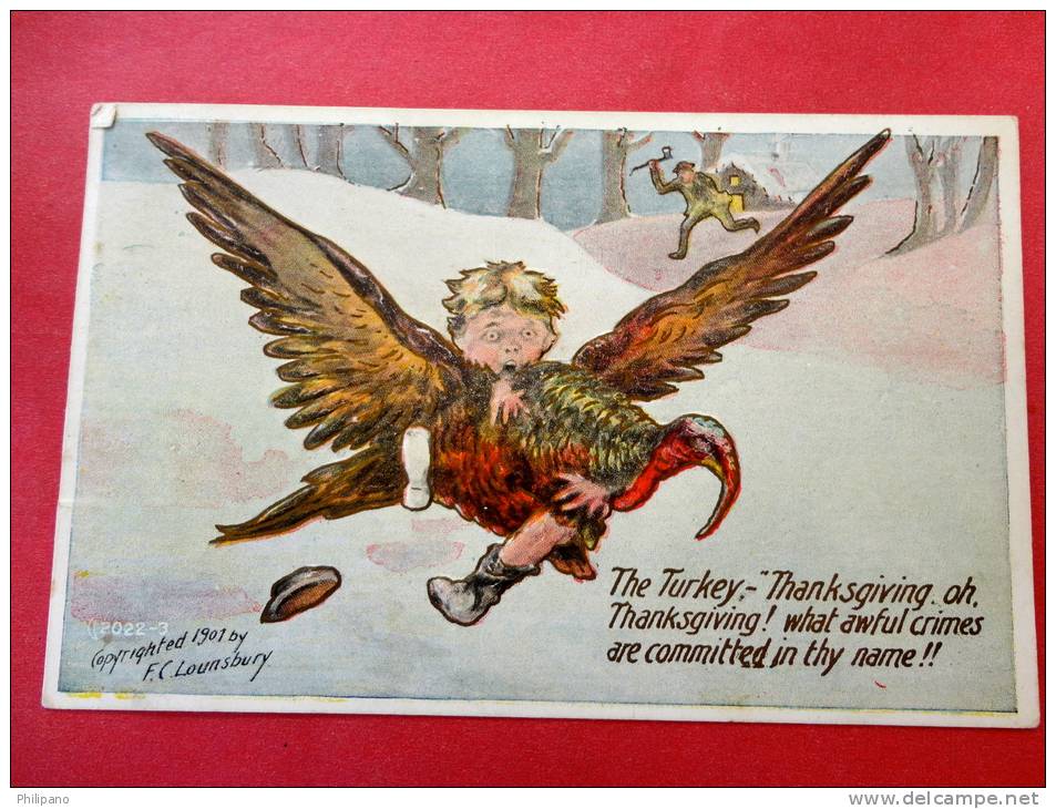 Signed Lounsbury Embossed  1907 Cancel Holidays & Celebrations > Thanksgiving (= = ===    Ref 623 - Thanksgiving