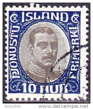 Dienstmarken 1920 König Christian X Im Oval 10 Aur Blau / Braun Mi. D 36 - Dienstzegels