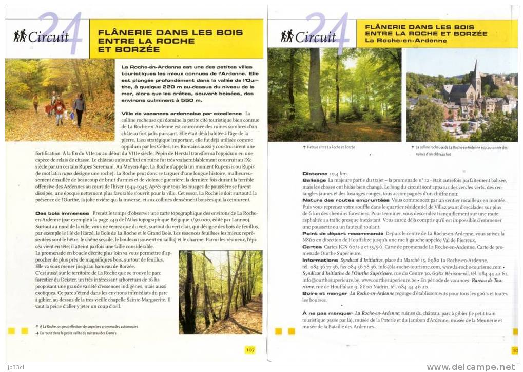 2 Fiches Tourisme - Circuit Pédestre "Flânerie Dans Les Bois Entre La Roche Et Borzée" - Toerisme