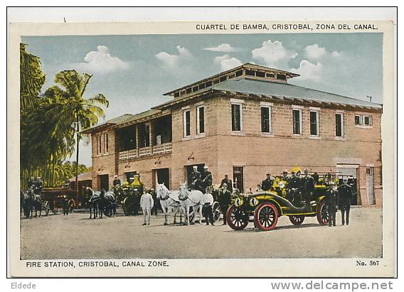 Panama , Cristobal, Canal Zone Fire Station, Firemen, Pompiers, Bomberos No 367  Edit Maduro - Panama