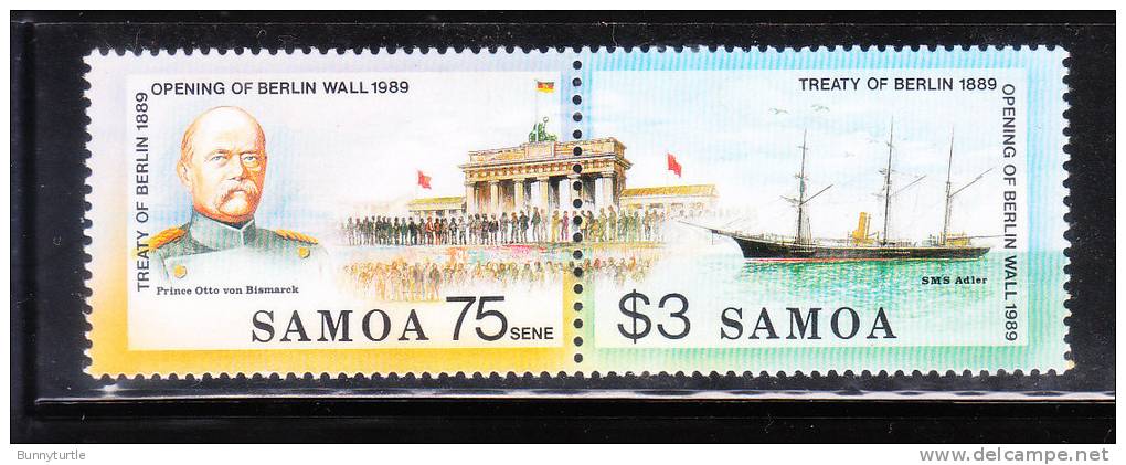 Samoa 1990 Berlin Wall Treaty Of Berlin Bismarck Ship MNH - Samoa