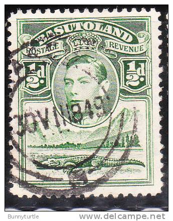 Basutoland 1938 KG VI Crocodile And River Scene 1/2p Used - 1933-1964 Crown Colony