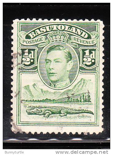 Basutoland 1938 KG VI Crocodile And River Scene 1/2p Used - 1933-1964 Kronenkolonie