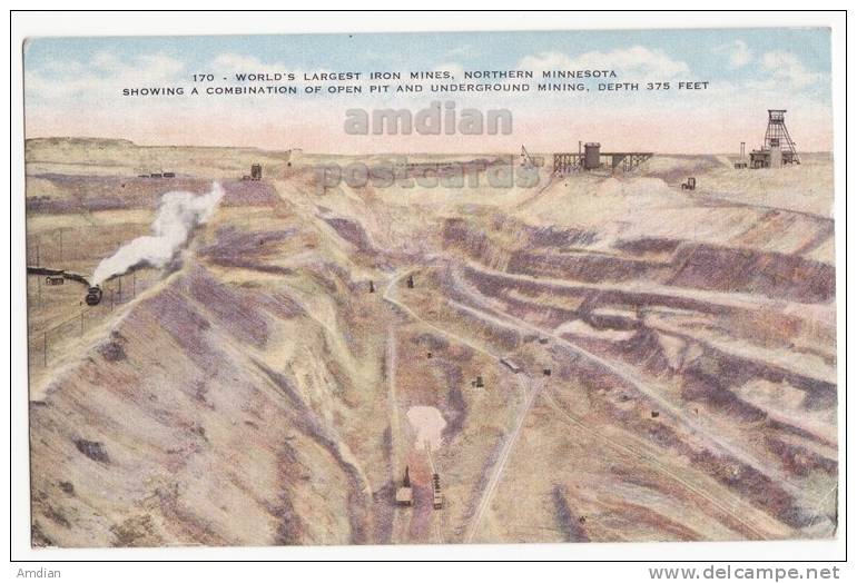 OPEN PIT - IRON MINES -MN - MINNESOTA 1940s Vintage Postcard  [c2716] - Other & Unclassified