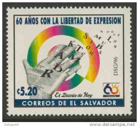 El Salvador 1996 Mi 2033 ** Printed Hand + Releasing Letters - 60th Ann. Newspaper “El Diario De Hoy” / Zeitung / Krant - Andere & Zonder Classificatie