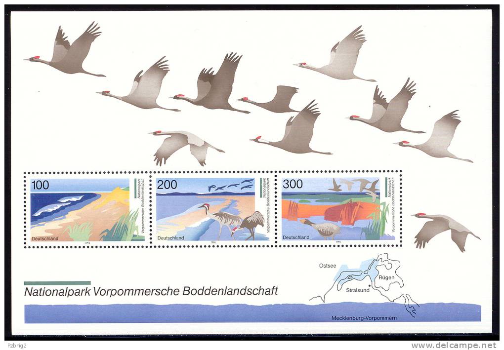 National Park Landscape Pomerania Lagoon Area - Germany 1996 - Souvenir Sheet Mi. Bl. 36 ** MNH - Umweltschutz Und Klima