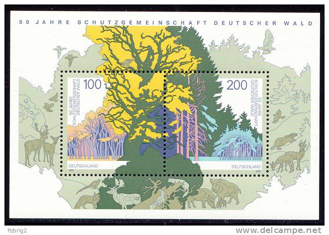 German Forest - Germany 1997 - Souvenir Sheet Mi. Bl. 38 ** MNH - Umweltschutz Und Klima