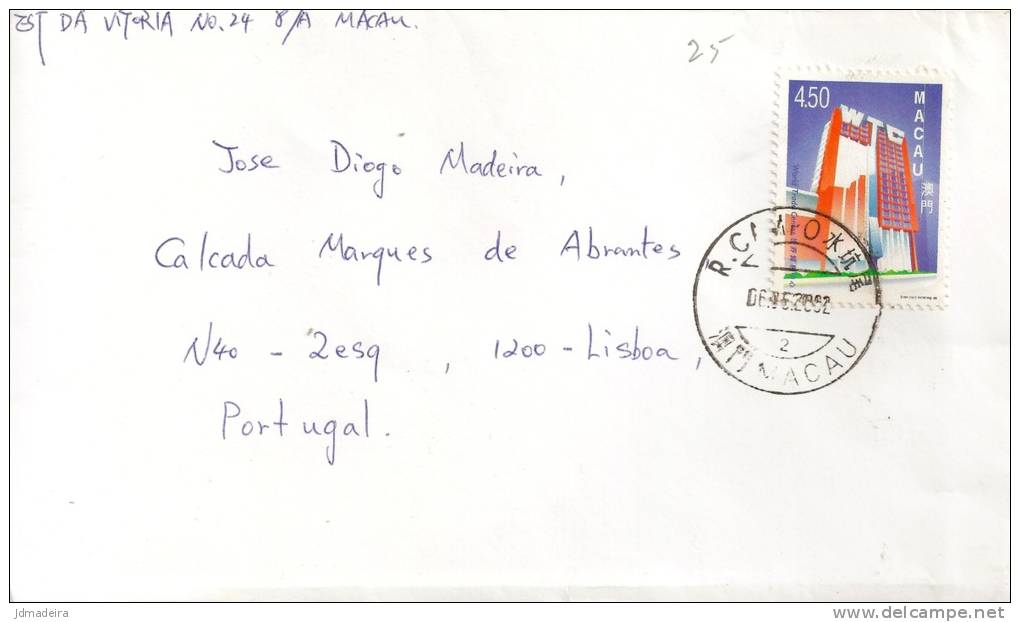 MACAU MACAO 2002 Cover To Lisbon - Storia Postale