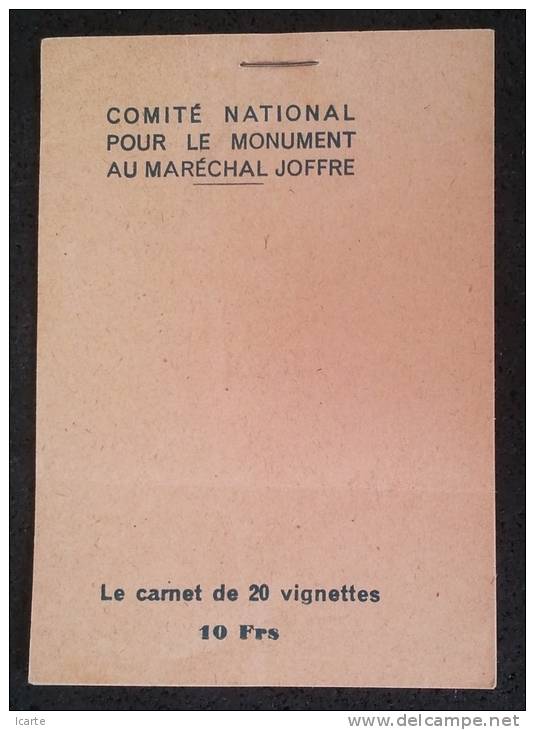 Carnet De 20 Vignettes Maréchal Joffre 5 Blocs De 4 En 5 Couleurs Différentes - Military Heritage