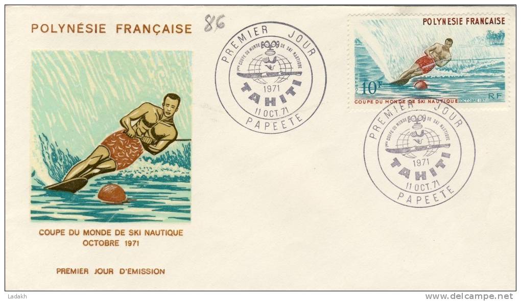 FDC  POLYNÉSIE  TAHITI  1971 COUPE DU MONDE SKI NAUTIQUE # SPORT # OCEAN # - Waterski