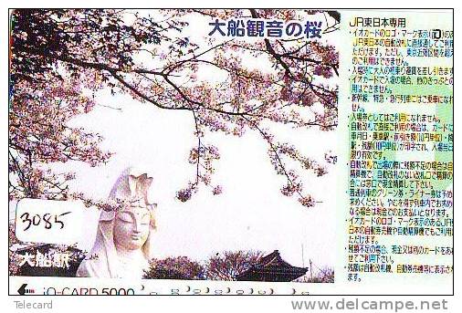 Carte Prépayée  Japon * TRAIN * IO * CARD  (3085) Japan Prepaid Card * ZUG * Karte * TREIN * JR * IO * RELIGIUS STATUE - Eisenbahnen