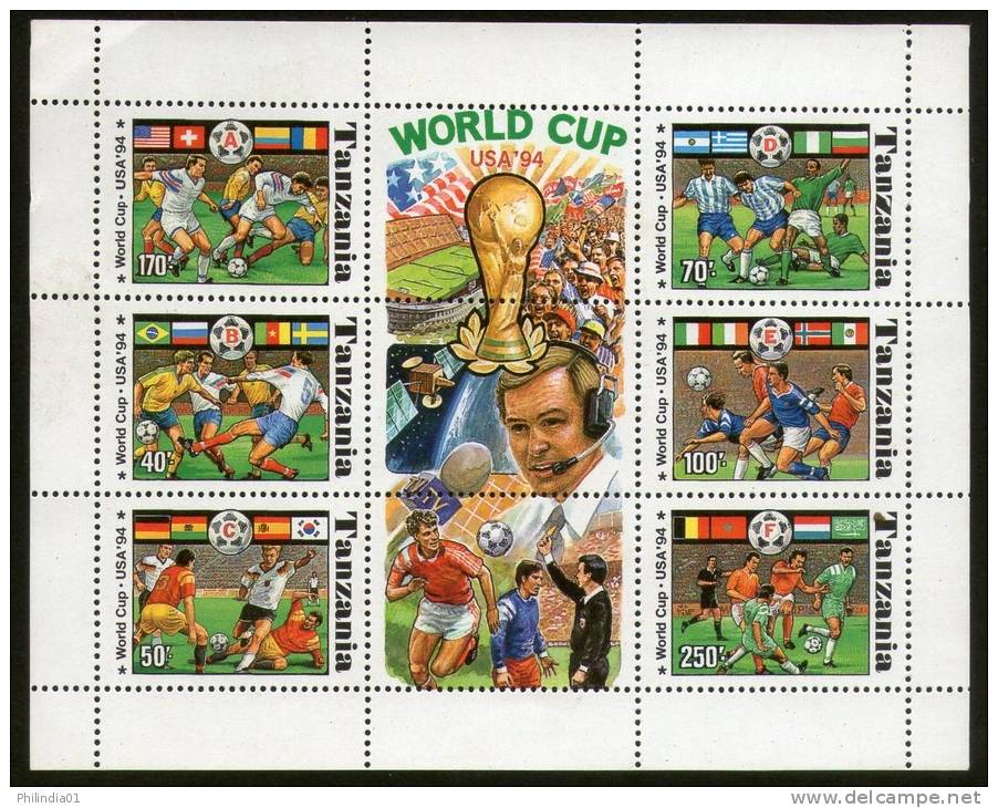 Tanzania 1994 World Cup Football Championship USA Sport Sc 1274I Sheetlet MNH # 9307 - Coupe D'Amérique Du Sud Des Nations