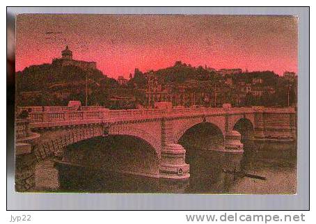 Jolie CP Ancienne Italie Torino Turin Ponte Umberto I E Monte Cappuccini - CAD 20-09-1922 - Voir Oblitération Flamme - Bridges