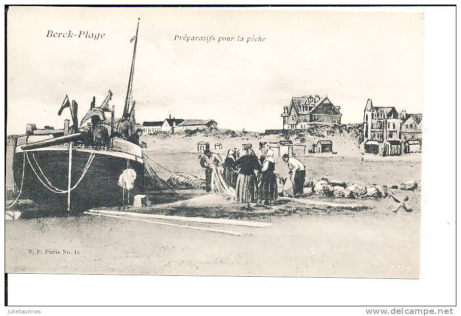 BERCK PLAGE PREPARATIFS POUR LA PECHE CPA BON ETAT - Berck