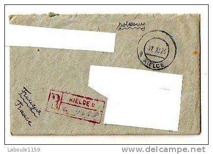 Sur Enveloppe Vers Aude En 1923 Recommandé Vieux Timbres Oblitération POLOGNE KIELCE V° Timbres Lézignan Lagrasse - Lettres & Documents