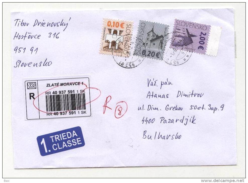 Mailed Cover (letter) With Stamps  Churches  From Slovakia To Bulgaria - Lettres & Documents