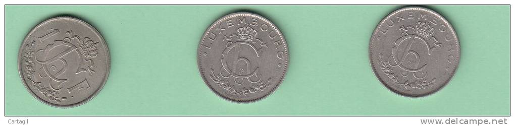Monnaie - A614 - Luxembourg  - Lot De 3 Pièces 1F (autres Caractéristiques Et état = 2 Scans) - Luxemburg