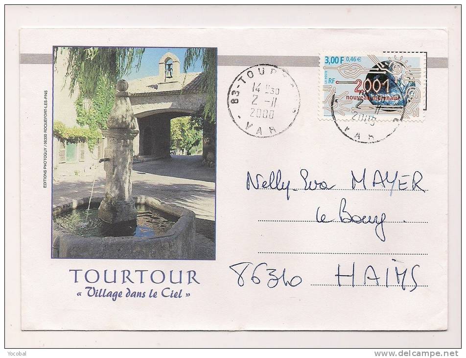 ENVELOPPE , TOURTOUR , Village Dans Le Ciel , Recto-verso - 1961-....