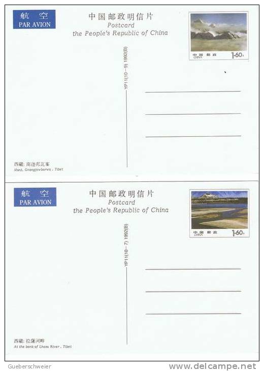 L-CH2 - CHINE Etui avec 10 cartes entiers postaux pour la Poste Aérienne Paysages du Tibet