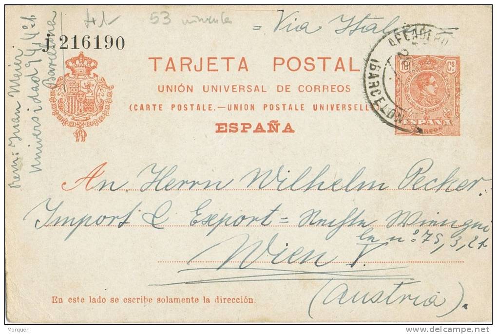 Entero Postal Barcelona, Apeadero De Gracia 1924. Num 53n º - 1850-1931