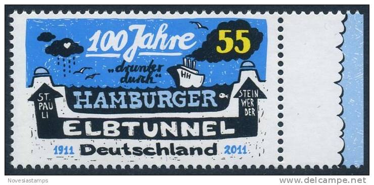 !a! GERMANY 2011 Mi. 2890 MNH SINGLE W/ Right Margin -Elbe Tube At Hamburg - Ungebraucht