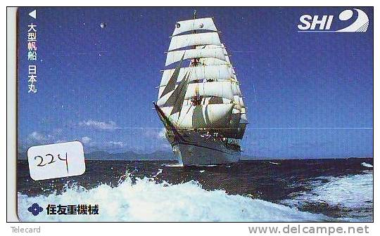 Télécarte Japon * BATEAU VOILIER * Sailing SHIP (224) Phonecard Japan * SCHIFF * Segelschiff * Zeilboot * YACHT * - Boten