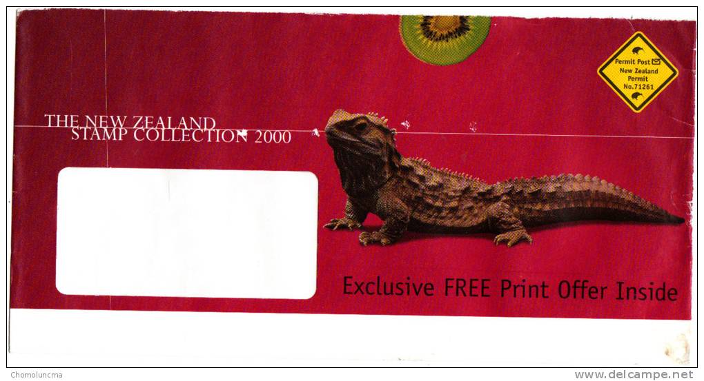 Sphenodon Lézard Tuatara Stamps Centre Post New Zealand Postage Paid Envelope Port Payé Poste Nouvelle Zelande - Snakes
