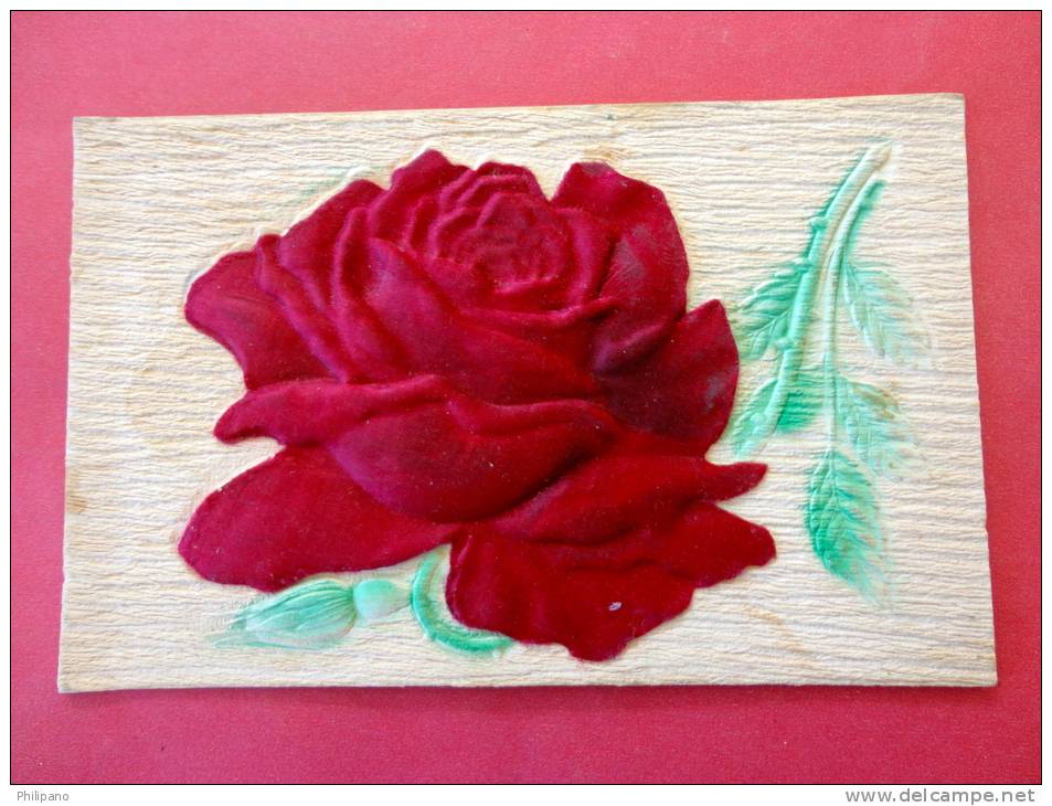 Rose Made Of Silk Thick Card  --1910 Cancel  Age Discloration Back Side   == =  = =- Ref  624 - Autres & Non Classés