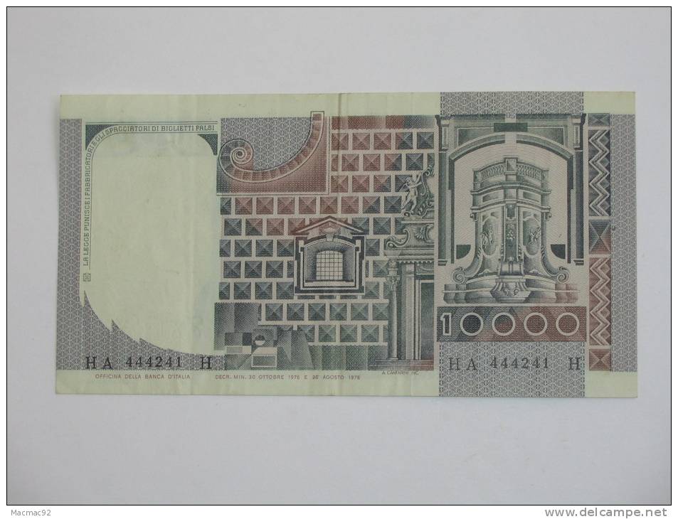 10000 LIRE - Diecimila - ITALIE  - Banca D´Italia 1976-1978. - [ 9] Colecciones