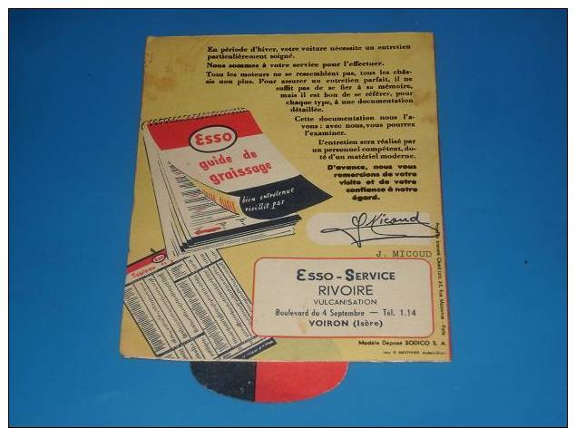 Carte A Systeme Depliant Publicitaire ESSO Service Garage Rivoire Voiron Isere RARE - Publicité