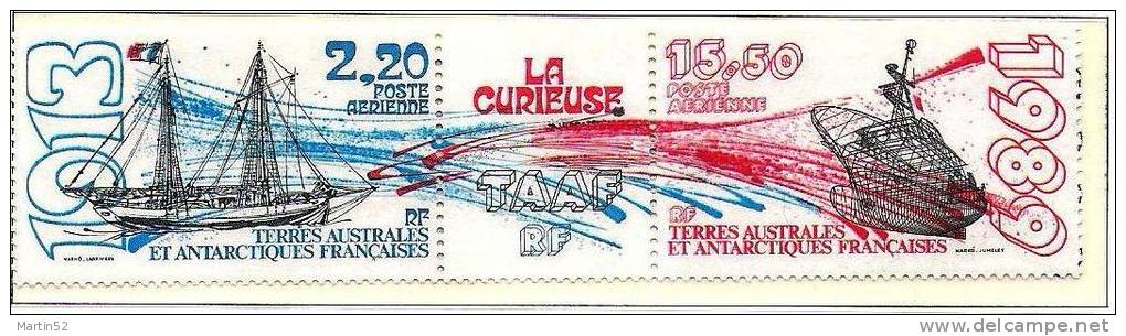 T.A.A.F. 1989: Michel-No. 252-253 „La Curieuse“ (1913 & 1989)  ** MNH (cote 9.00 Euro) - Barcos Polares Y Rompehielos