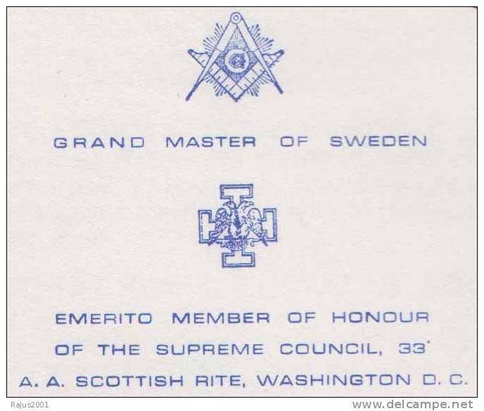 King Gustaf Vi Adolf, Grand Master Of Sweden, Member Of The Supreme Council Scottish Rite  Freemasonry Masonic Cover - Franc-Maçonnerie